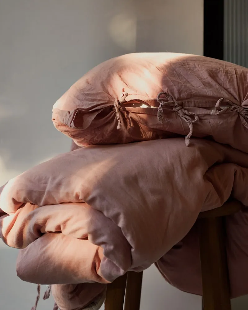 Folded bedding in natural cotton